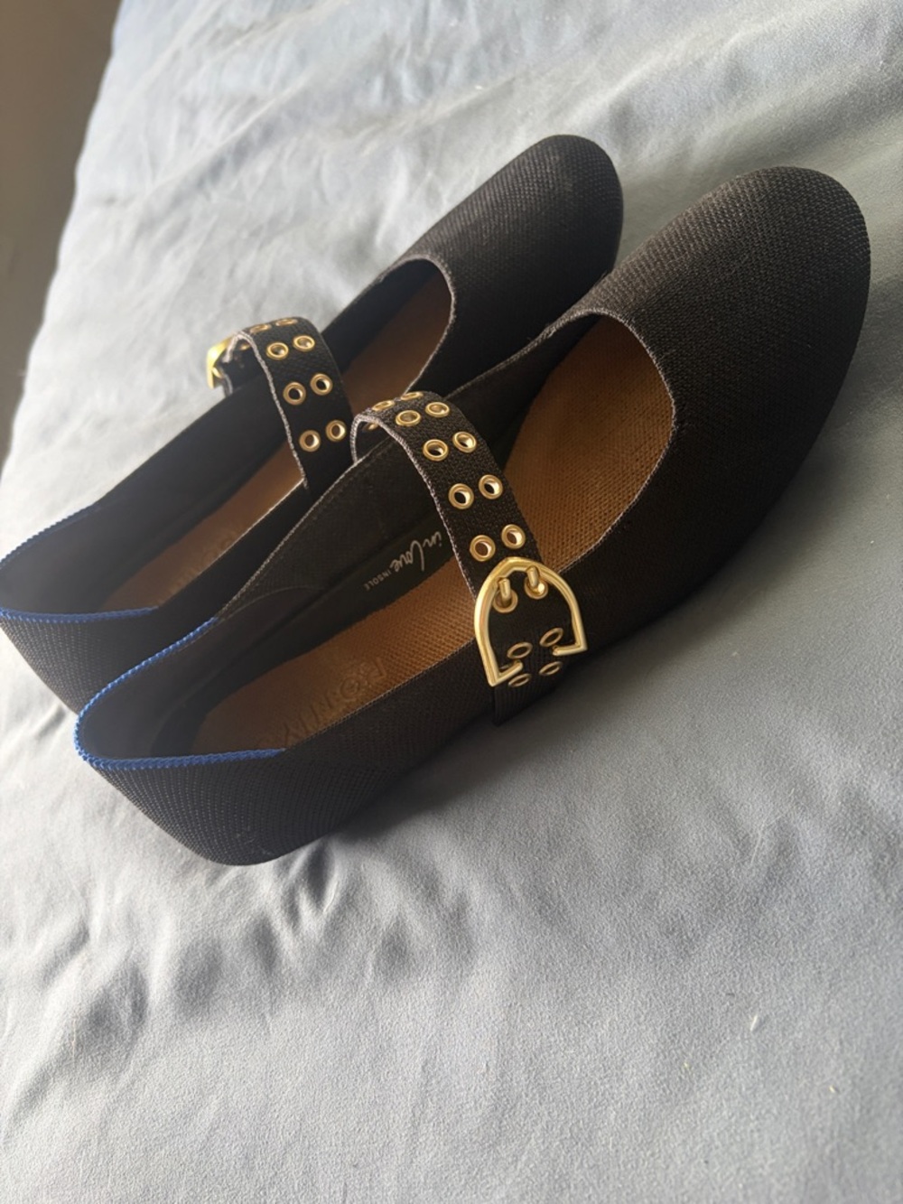 Rothy's Black Mary Jane Flats with Gold Buckle - Picture 4 of 4